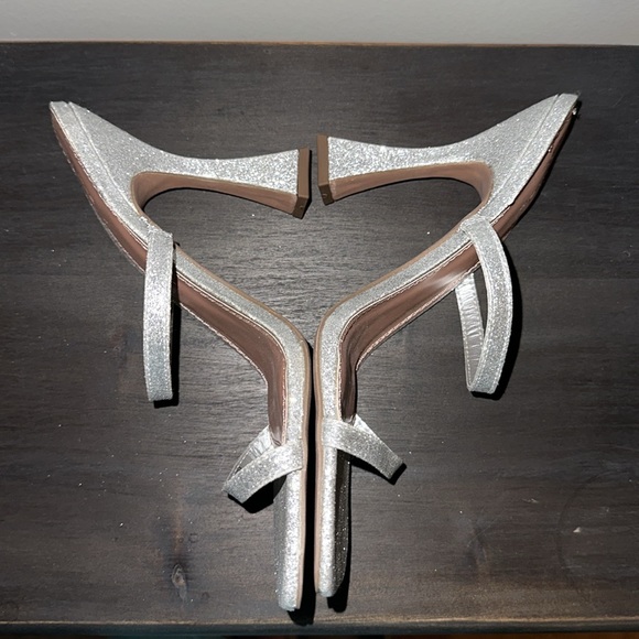 Like New ASOS silver glitter square toe heels square heel shimmer NYE - Picture 3 of 6